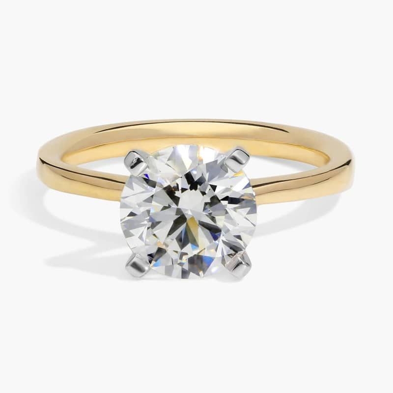 2 CT. GIA Certified Round Lab Created Diamond Petite Solitaire Engagement Ring in 14k Yellow Gold