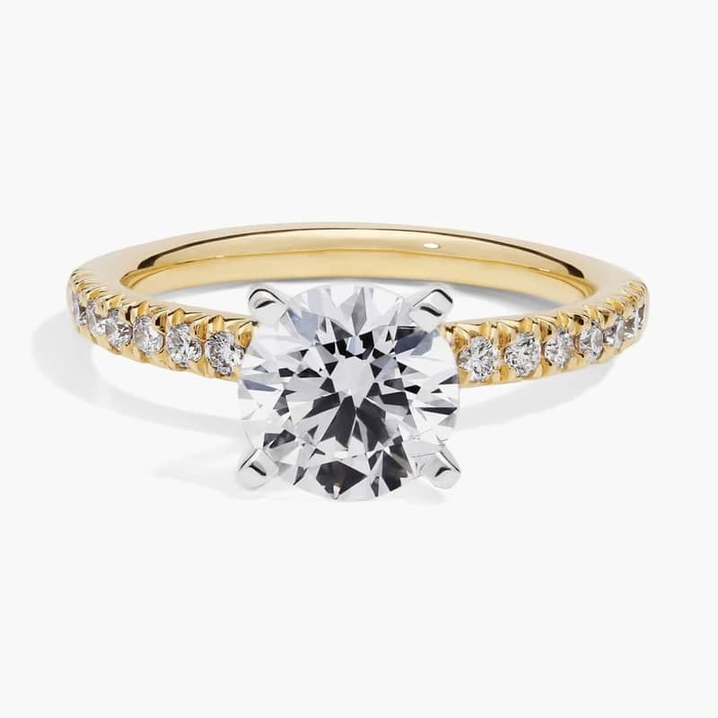 1 1/2 CT. GIA Certified Round Lab Created Diamond French Pavé Diamond Engagement Ring in 14k Yellow Gold (1/4 ct. tw.)