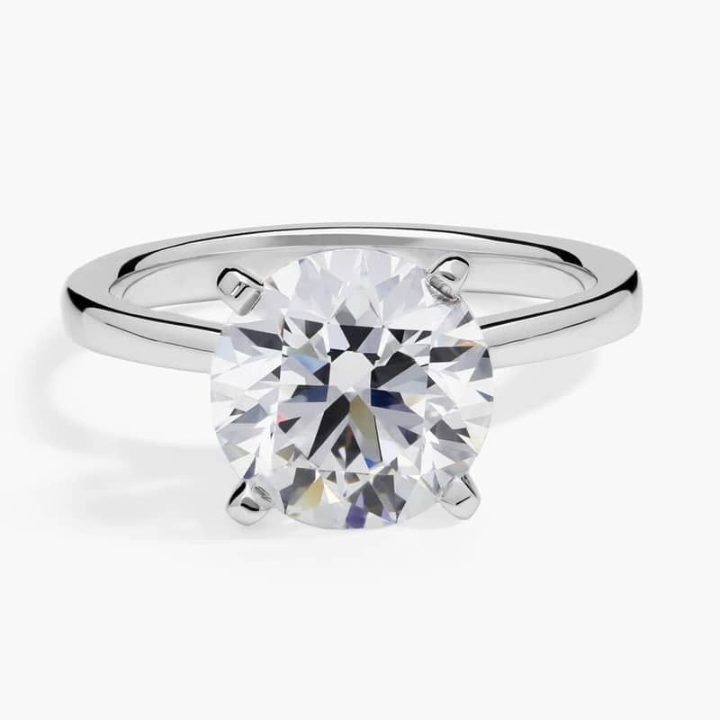 3 CT. GIA Certified Round Lab Created Diamond Petite Solitaire Engagement Ring in 14k White Gold